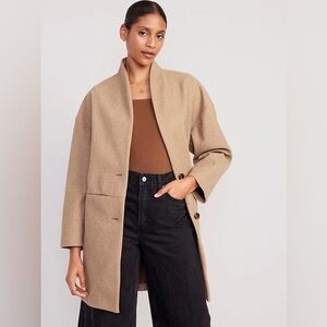 Tan Minimalist Collar Coat | Old Navy | Small